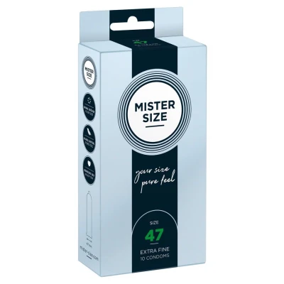 Prezerwatywy Mister Size 47 mm, lateks naturalny, 10 sztuk, vegan.