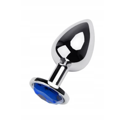 Korek analny TOYFA Metal, 9,5 cm, z niebieskim kryształkiem, elegancki design