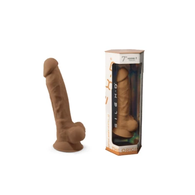 Dildo SilexD 7'' Caramel z podwójną gęstością i przyssawką, silikon Memory