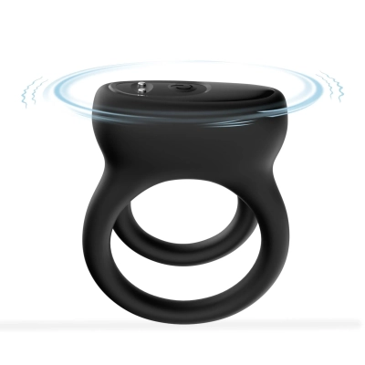 Pierścień wibracyjny Dualo Black, 9 funkcji, silikonowy, wodoodporny, USB