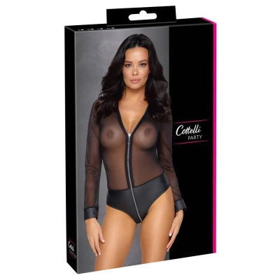 Body COTTELLI LINGERIE z długim rękawem, przezroczysty, z zapięciem do bioder