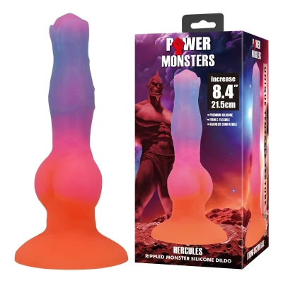 Dildo Power Monsters Hercules - 21,5 cm, silikony, z przyssawką, rzeźbiony
