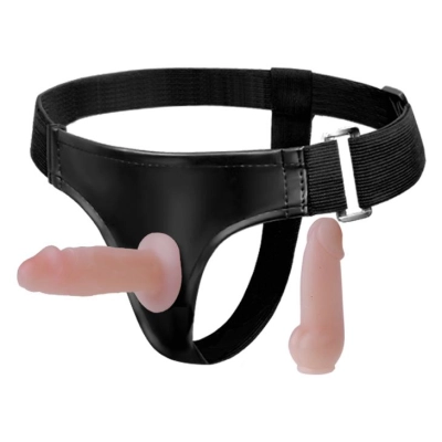 Uprząż Strap-On BAILE Jessica – 2 wymienne dildo TPR, regulowana, wodoodporna