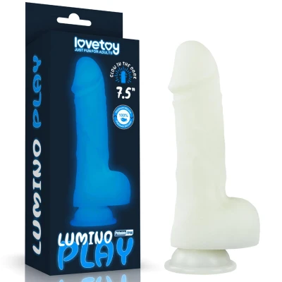Dildo Lumino Play – silikon, fluorescencyjny, realistyczna faktura, przyssawka