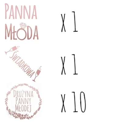 Tatuaże na wieczór panieński - Zestaw 12 sztuk, dermatologicznie testowane, dekoracyjne