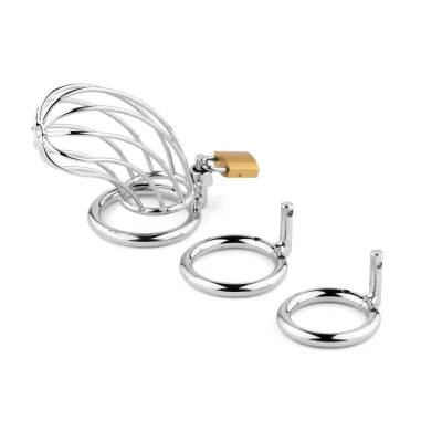 Klatka na penisa Steel Control – stalowa, wydłużona 15 cm, 3 wymienne pierścienie (4/4,5/5 cm)