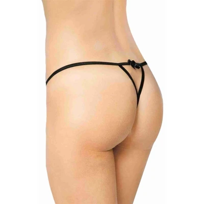 Stringi koronkowe SOFTLINE COLLECTION - G-String 2458, czarne, frędzelki, S/L