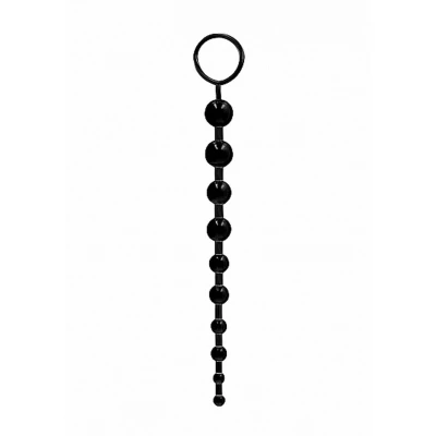 Zestaw kulek analnych - Czarne, 10 sztuk, średnica 8-22 mm, głębokość penetracji 25.5 cm