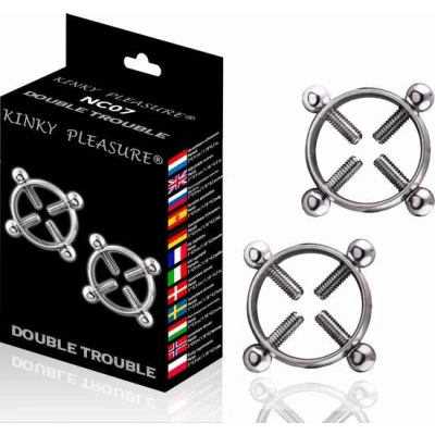 Obejma na sutki Kinky Pleasure - Podwójna regulacja, stal nierdzewna, eleganckie opakowanie