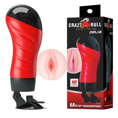 Masturbator z wibracjami PRETTY LOVE CRAZY BULL, 12 funkcji, przyssawka, długość 28,3 cm