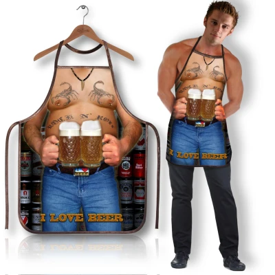 Fartuch kuchenny I Love Beer – Lekki, tatuażowany wzór, idealny na imprezy