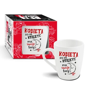 Kubek porcelanowy I LIKE IT 300ml - Kobieta jak Księżyc, ozdobne opakowanie