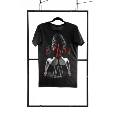 T-shirt męski DEMONIQ MEN, czarny, 100% bawełna, rozmiar S, regularny fason