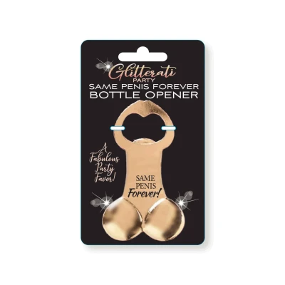 Otwieracz do Butelki Glitterati - metalowy, w kształcie penisa, z napisem "Same Penis Forever"