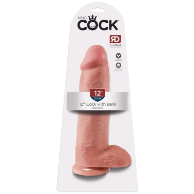 Dildo King Cock, 12 cali, realistyczny z przyssawką, średnica 7,6 cm, PVC