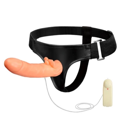 Dildo na pasku BAILE - Żyłkowany, z wibracją, regulowana uprząż