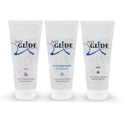 Żel nawilżający Just Glide - 3 x 200 ml, woda, wegański, bez oleju, bezpieczny dla prezerwatyw