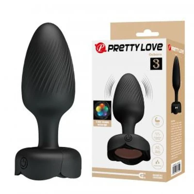 Korek analny PRETTY LOVE Osborn, silikonowy, 10 wibracji, wodoodporny, LED