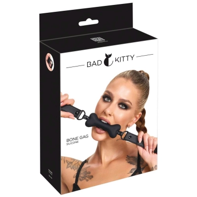 Gag typu dog bone – Bad Kitty, silikonowy z regulowanym paskiem PU i metalowymi elementami