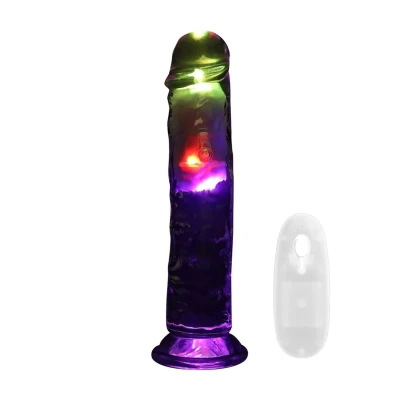 Dildo RealRock - 20 cm, przezroczysty, wibrujący z przyssawką, TPE