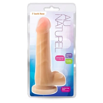Dildo AU NATUREL 7 cali, TPE, realistyczny kształt, elastyczny, z jądrami