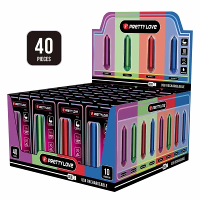 Wibrator typu bullet PRETTY LOVE - STEFAN, 10 funkcji wibracji, USB ładowanie