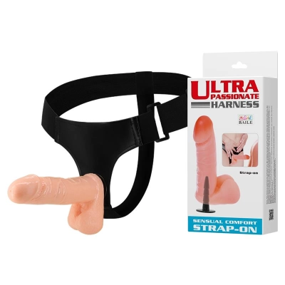 Wibrator na pasku BAILE Ultra Passionate – regulowana uprząż, realistyczna tekstura