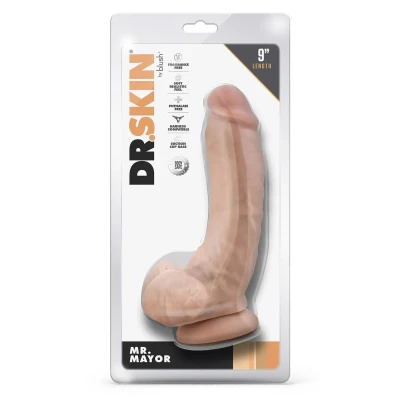 Dildo Dr. Skin Mr. Mayor 9 cali, PVC, z przyssawką, realistyczne detale
