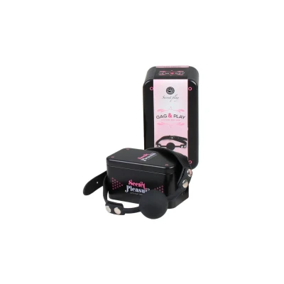 Knebel silikonowy z regulowanym paskiem, 4 cm średnicy kulki, czarny