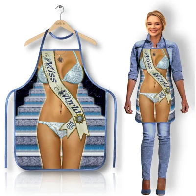 Fartuch kuchenny Miss World, lekki materiał, regulowane paski, elegancki design