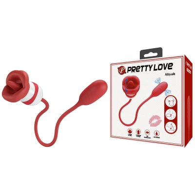 Wibrator podwójnej stymulacji PRETTY LOVE - Aliyah, silikon, 5 trybów lizania i pulsacji