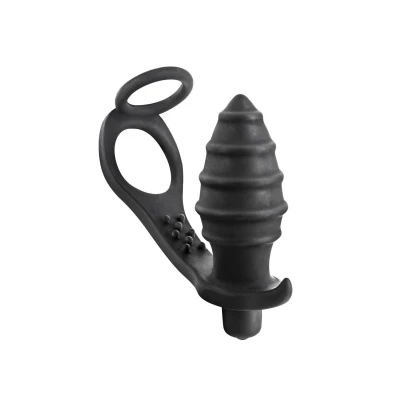 Stymulator prostaty - Vibrant Cockring Anal Plug, silikonowy, wibracyjny, elastyczny