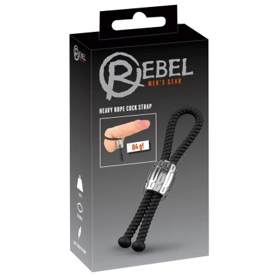 Pętla na penisa Heavy Rope od Rebel, regulowana, z metalowym obciążeniem 84 g