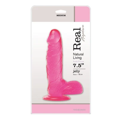 Dildo REAL RAPTURE - różowe, 7.5", elastyczne PVC z przyssawką