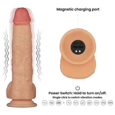 Dildo Power Basics 9.5'' - 10 trybów wibracji, wodoodporny, bezpieczny dla ciała PVC