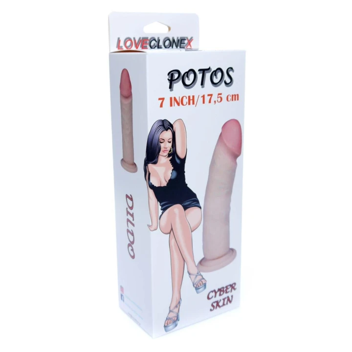 Dildo POTOS LOVECLONEX 20,5 cm, elastyczna cyber skóra, przyssawka, wodoodporny