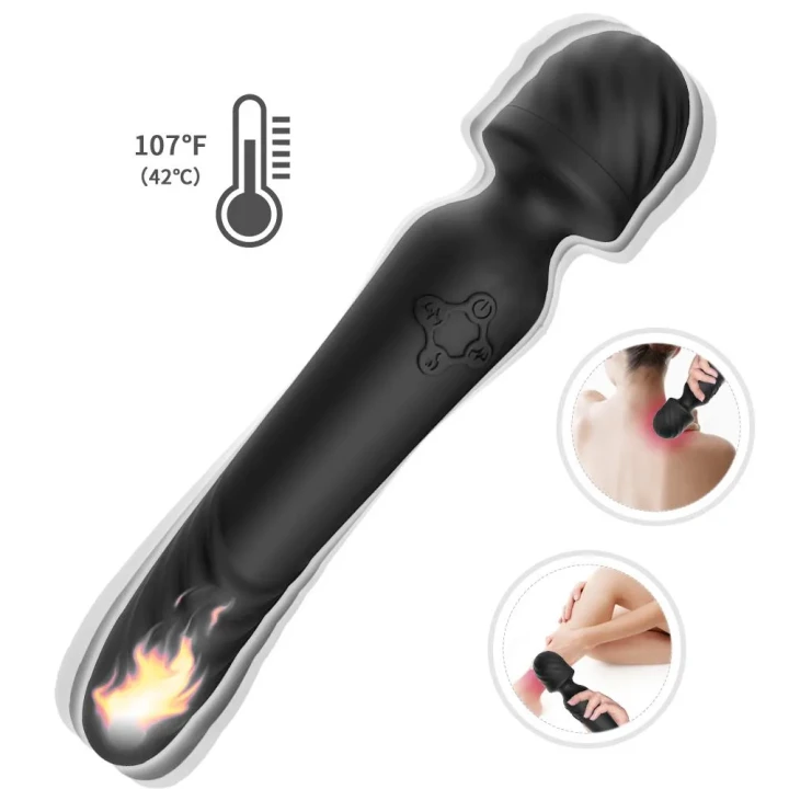 Masażer silikonowy Mission Black, wodoodporny, 9 trybów wibracji, 42°C