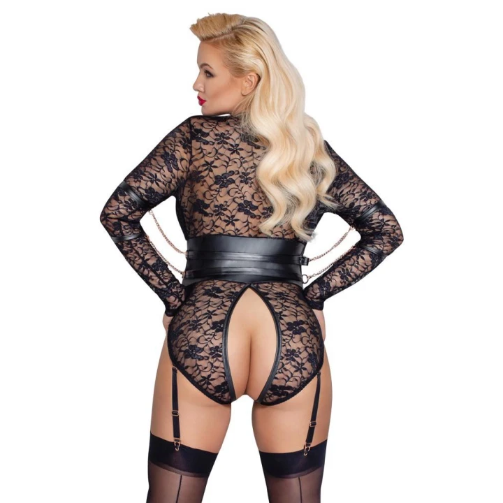 Body COTTELLI LINGERIE BONDAGE 4XL z koronką, regulowane szelki, otwarcie z przodu