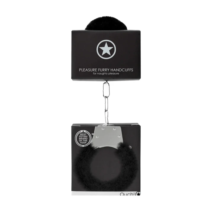 Kajdanki dla pary Pleasure - Futro sztuczne, stal, długość 29 cm