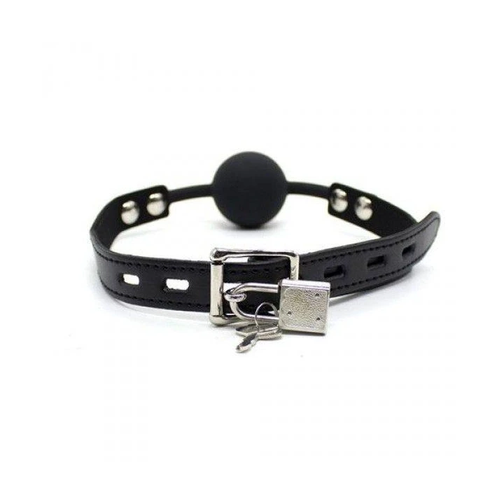 Knebel kulkowy z metalową kłódką Fetysz Art - Czarny, elegancki design, wysoka jakość