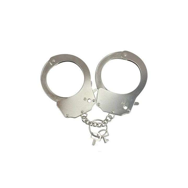 Kajdanki metalowe regulowane z kluczykiem, długość łańcucha 5 cm, zabawka erotyczna