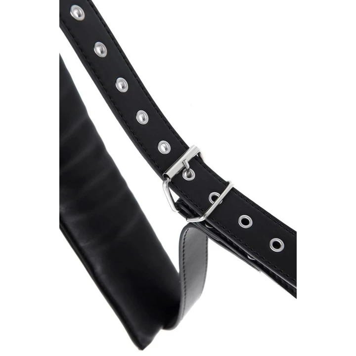 Sling do unieruchamiania nóg Anonymo, PU skóra, z regulowanymi kajdankami, czarny