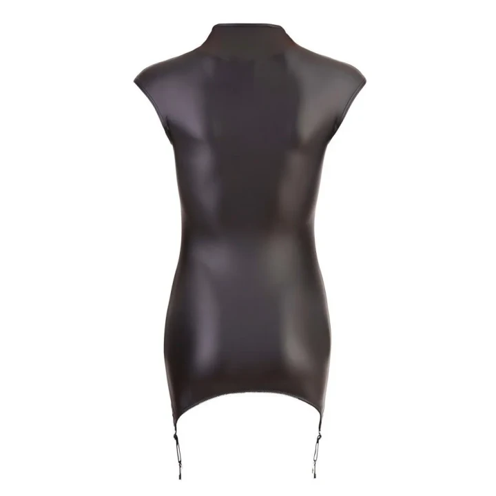 Sukienka COTTELLI LINGERIE z zawieszkami, krótka, bez rękawów, czarna, z zamkiem