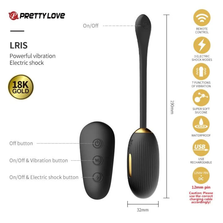 Zestaw akcesoriów dla par - PRETTY LOVE Golden Black, 12 funkcji wibracyjnych, bezprzewodowy pilot