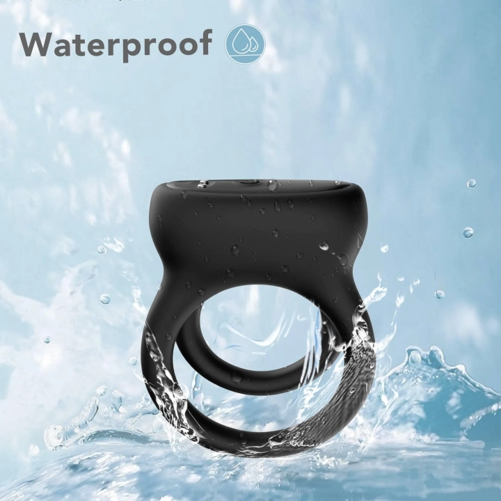 Pierścień wibracyjny Dualo Black, 9 funkcji, silikonowy, wodoodporny, USB