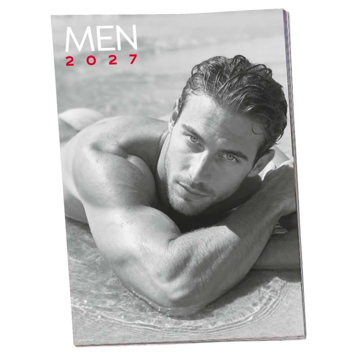 Kalendarz ścienny Pin-up Men 2027 – 12 czarno-białych zdjęć, format 297 × 420 mm