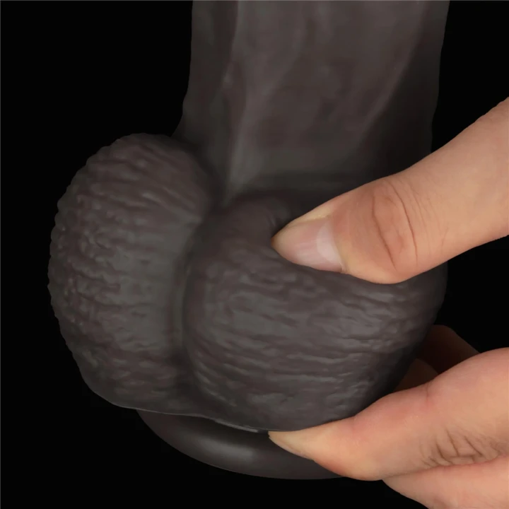 Dildo XXL Dual-Layerowy z Silikonu Platynowego, Giętki, 37.5 cm, Przyssawka