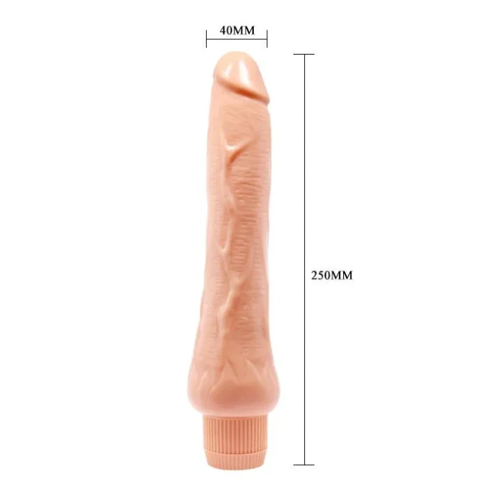 Dildo BAILE Dryad, 9,8'', wibracje, TPR, cielisty kolor