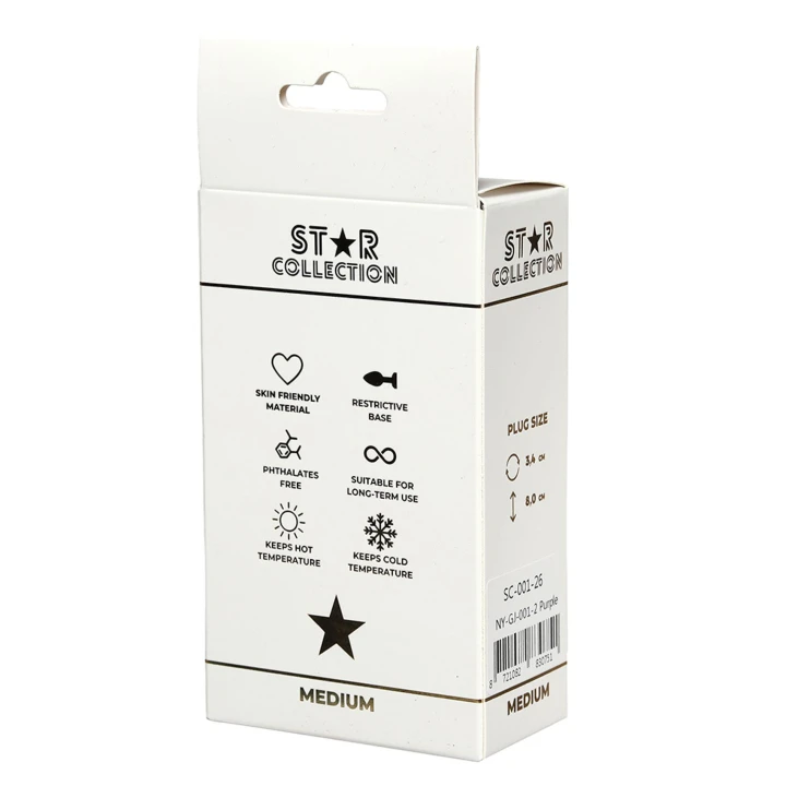 Korek analny M – Star Collection fioletowy z przezroczystym kamieniem
