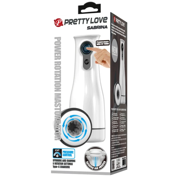 Masturbator rotacyjny Pretty Love Sabrina, 5 prędkości, tpe, 21,5 cm